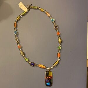 Handmade Lamp-work Colorful Beaded Necklace with Pendant